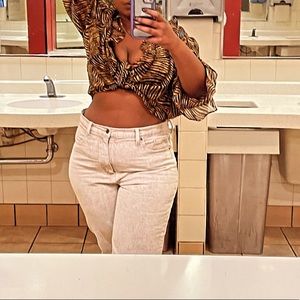 Tan washed Vintage style straight leg jeans